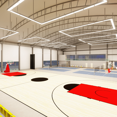  现代羽毛球馆su模型 