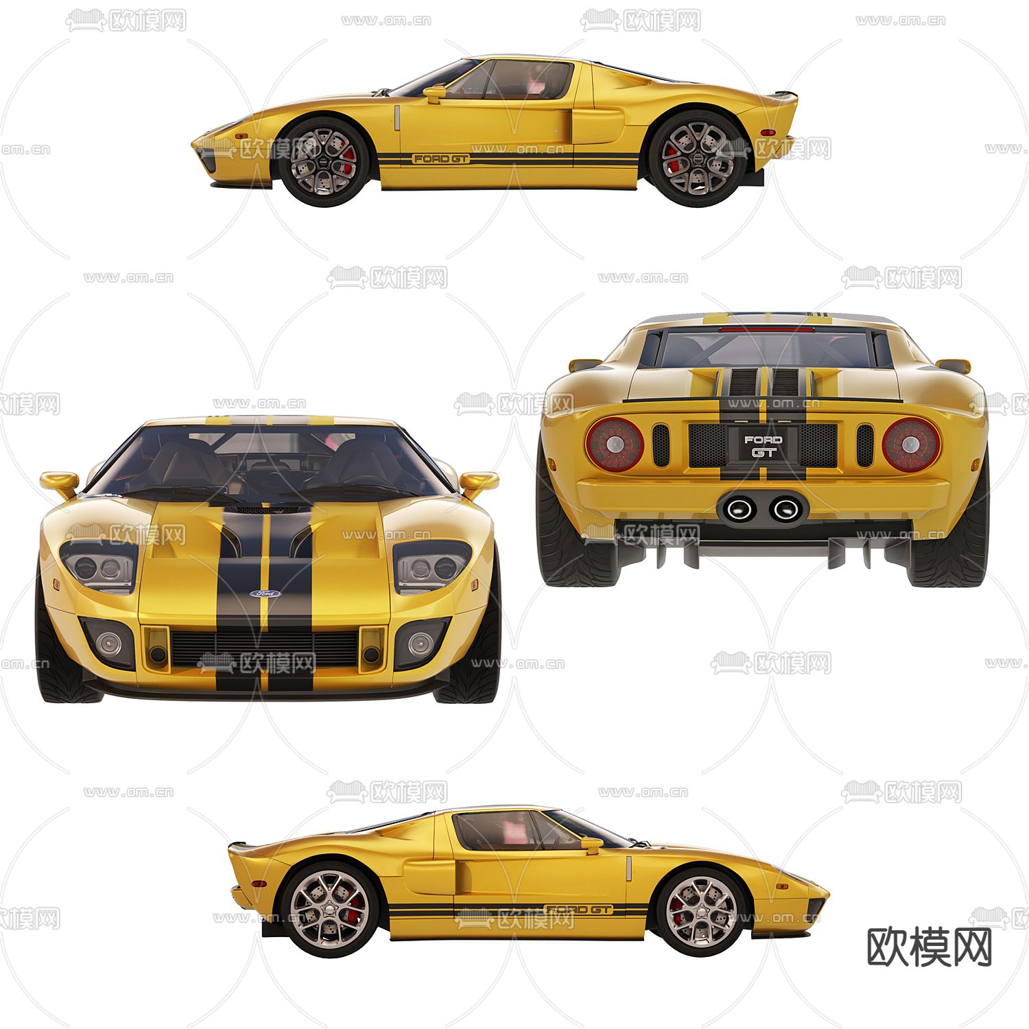 现代福特GT运动赛车3d模型下载（渲染图1）