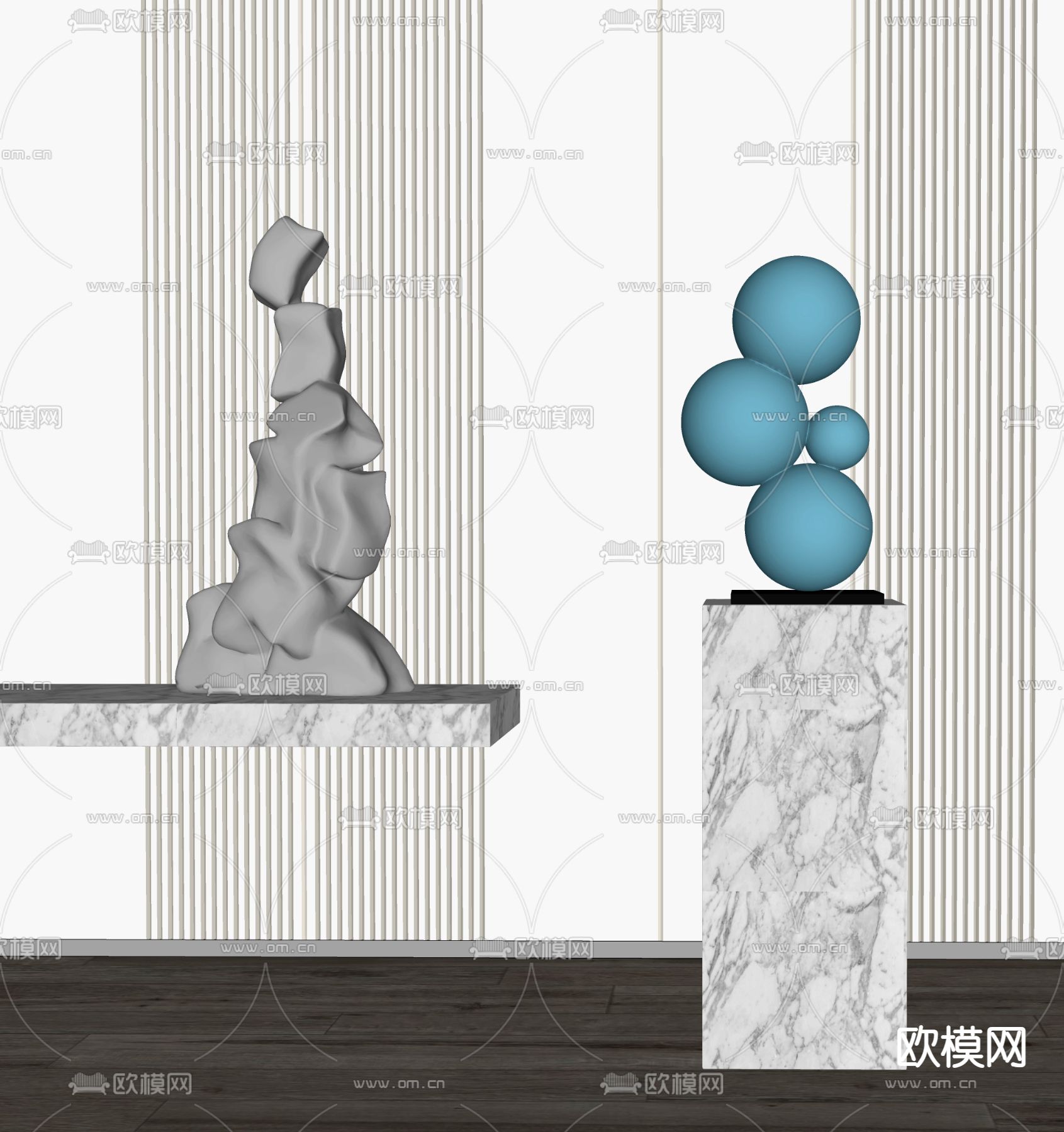 现代抽象雕塑su模型下载（渲染图2）