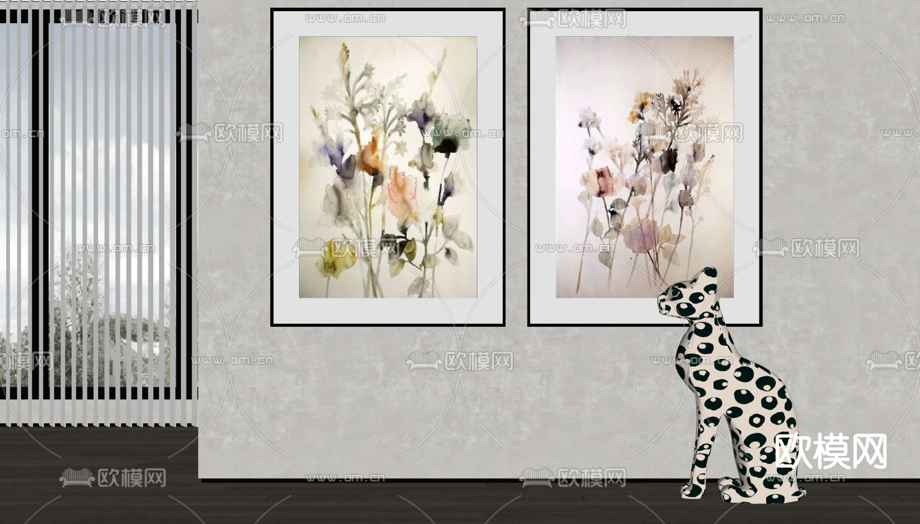 现代装饰画挂画su模型