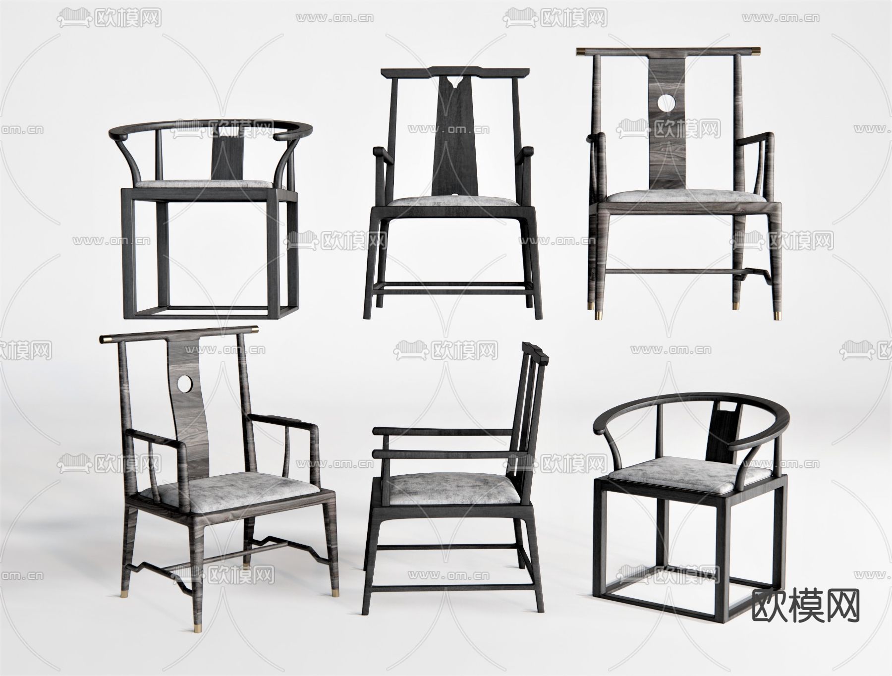 新中式休闲椅太师椅su模型下载（渲染图1）