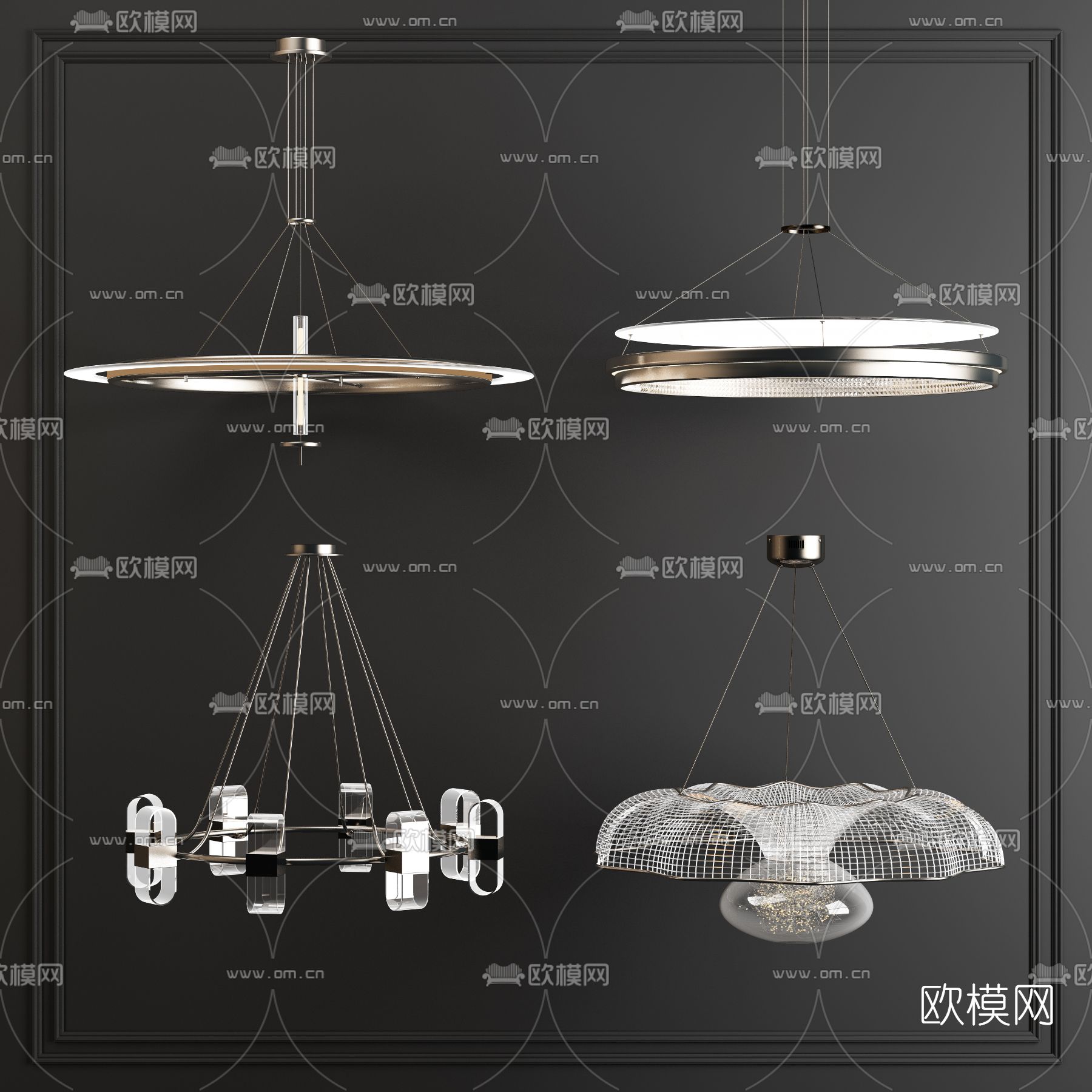 现代轻奢吊灯3d模型下载