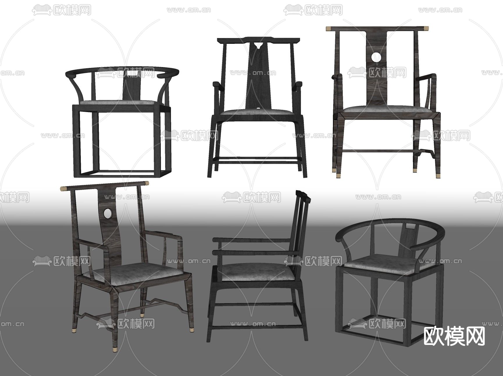 新中式休闲椅太师椅su模型下载（渲染图2）