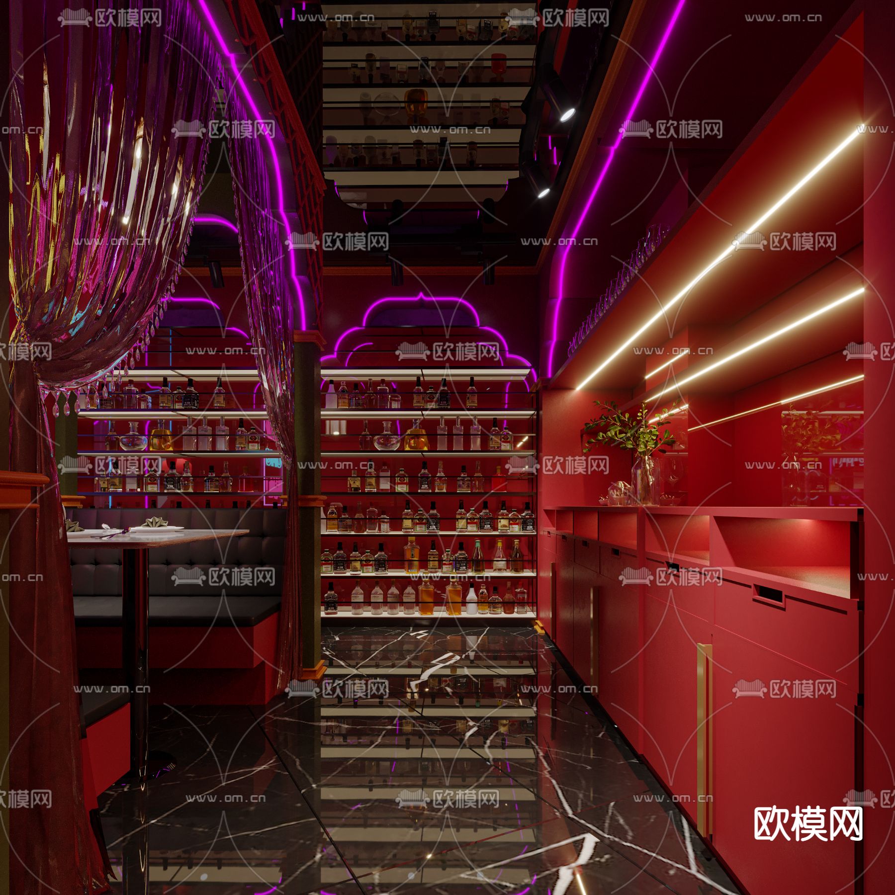 现代网红餐厅新疆烧烤店3d模型