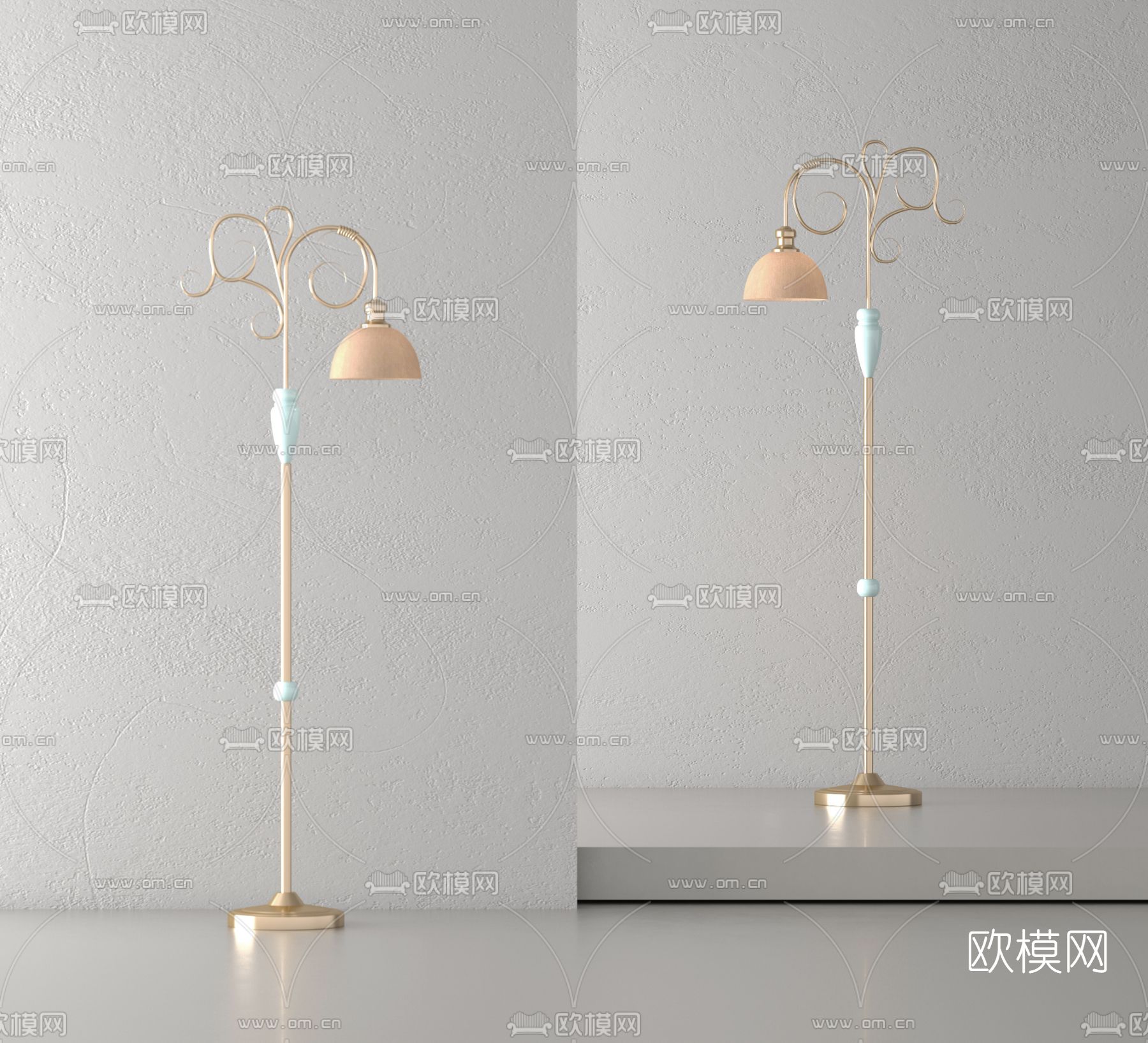 美式落地灯3d模型下载
