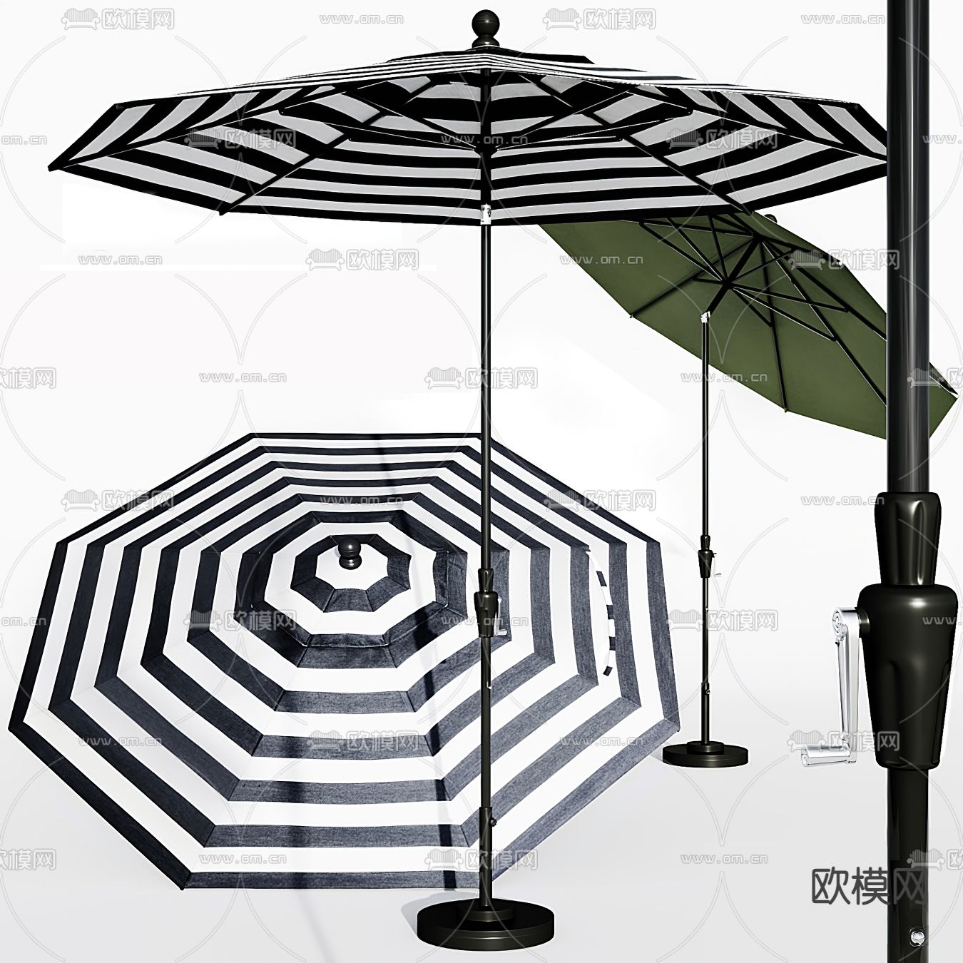 现代户外遮阳伞3d模型下载（渲染图1）
