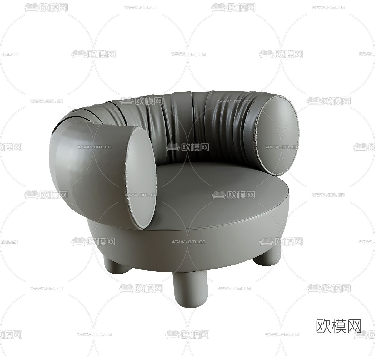 现代皮革休闲沙发3d模型下载