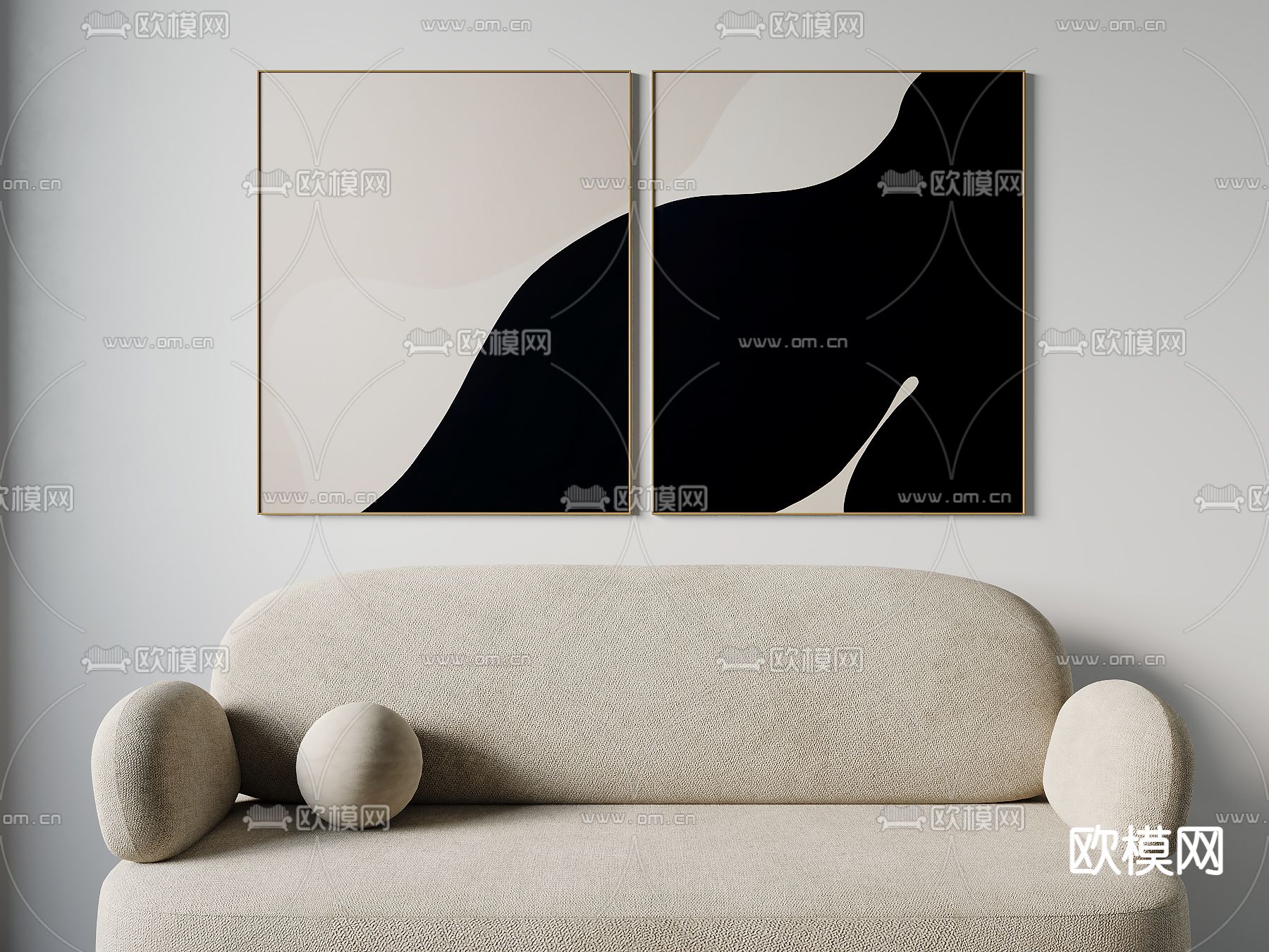 侘寂风抽象装饰画su模型