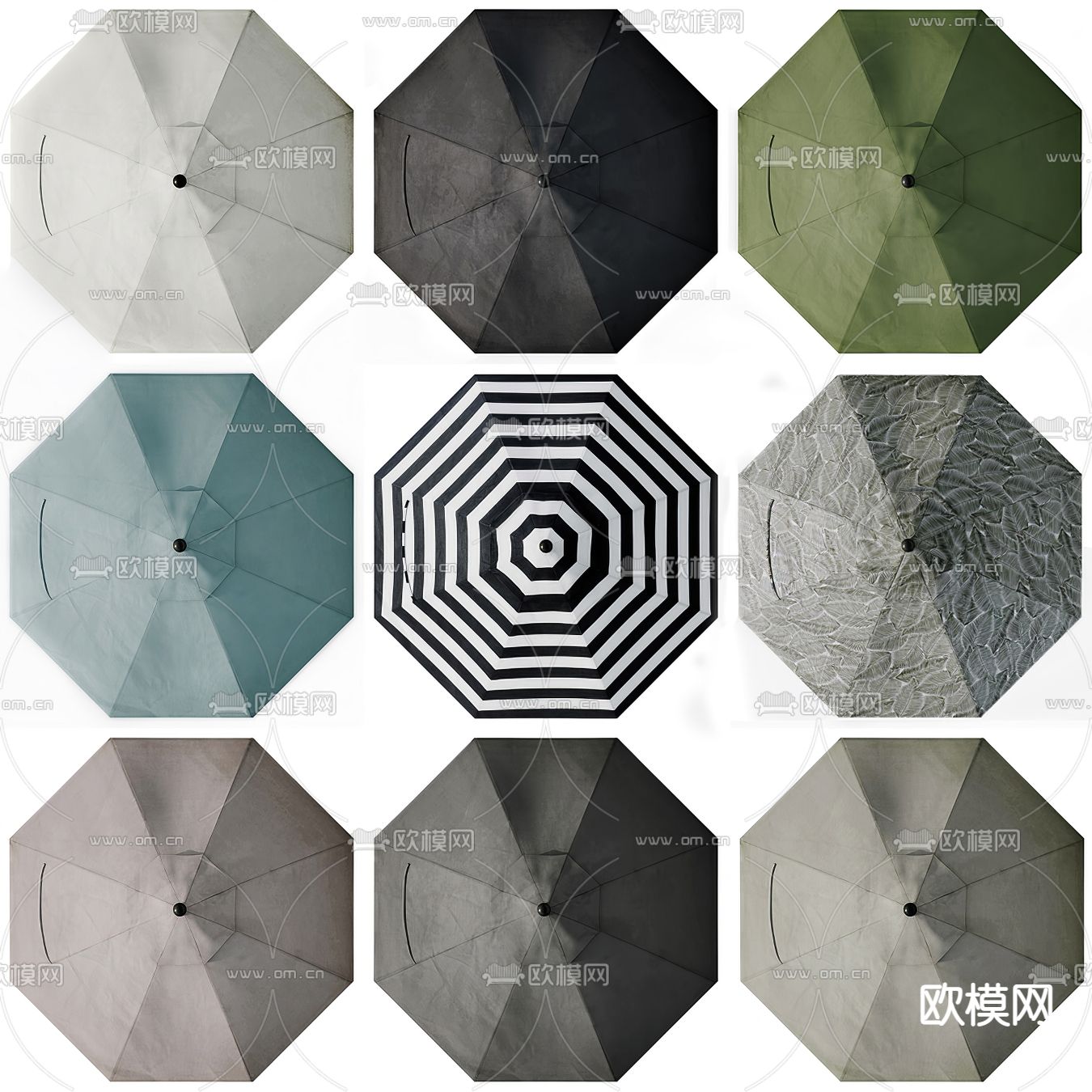 现代户外遮阳伞3d模型下载（渲染图2）