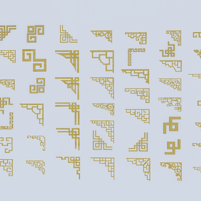  新中式角线雕花su模型 