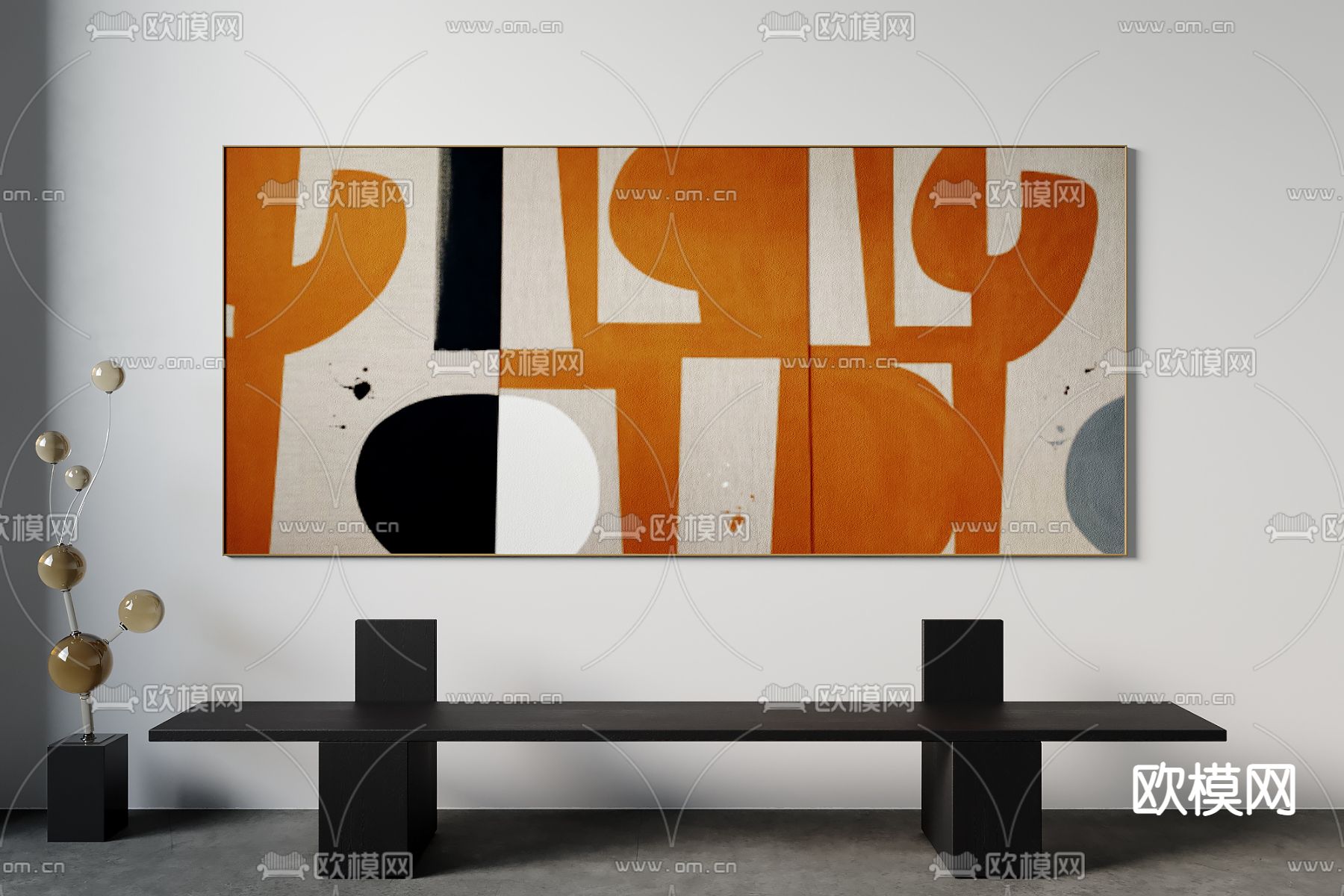 侘寂风装饰画挂画su模型下载（渲染图1）