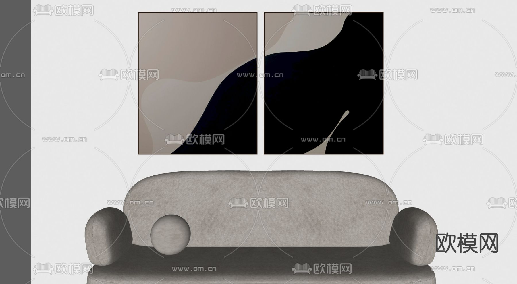 侘寂风抽象装饰画su模型