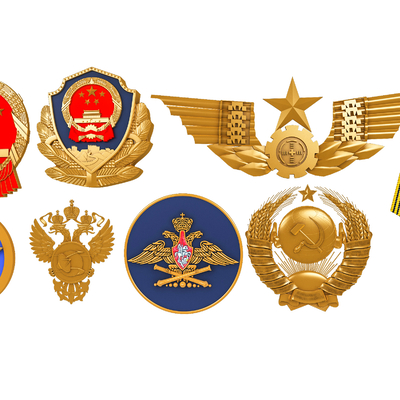  现代党徽胸章党章国徽勋章su模型 