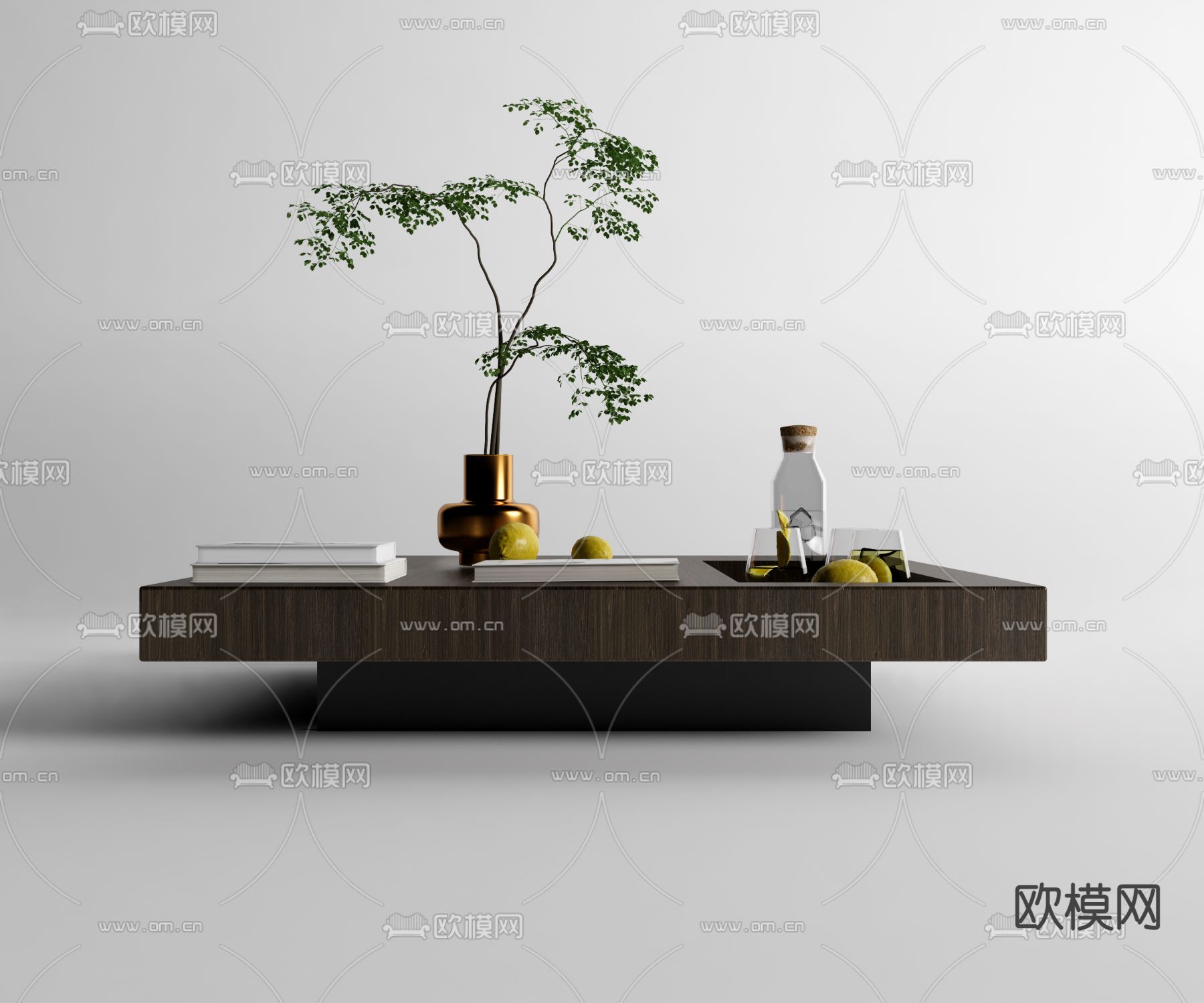 现代茶几su模型下载（渲染图2）