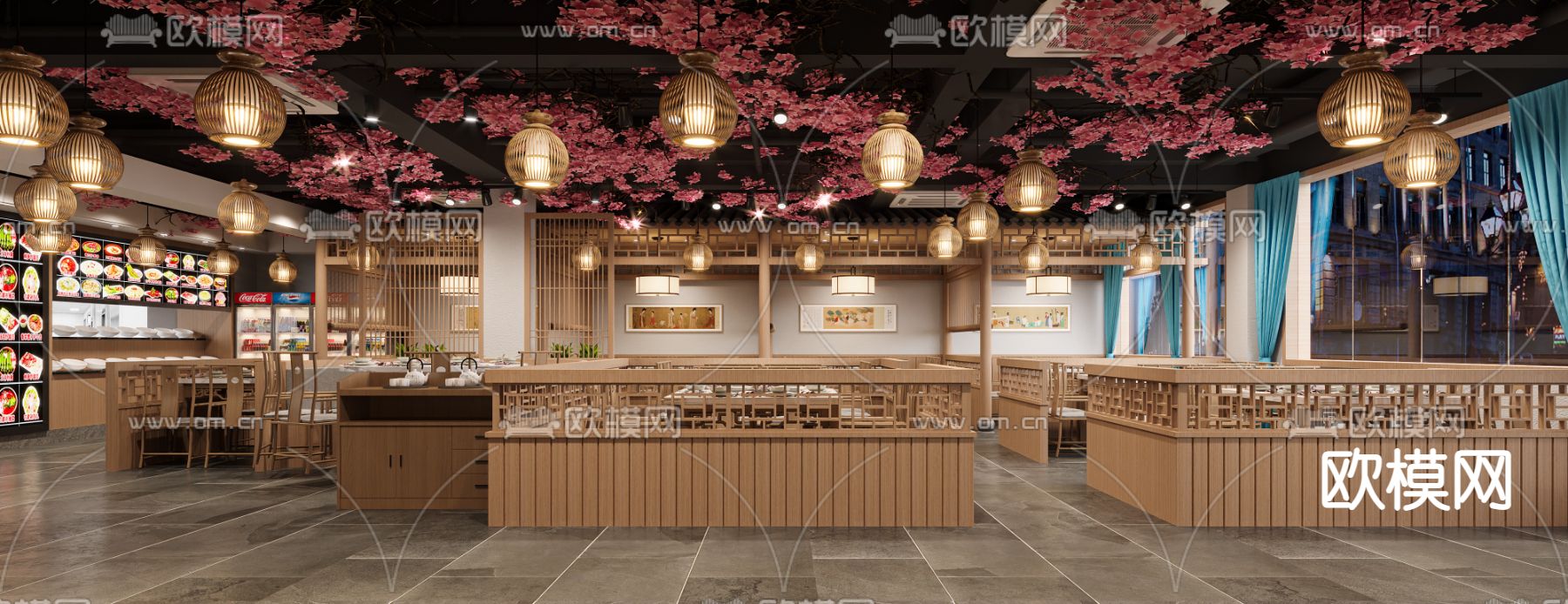 新中式火锅店3d模型下载（渲染图1）