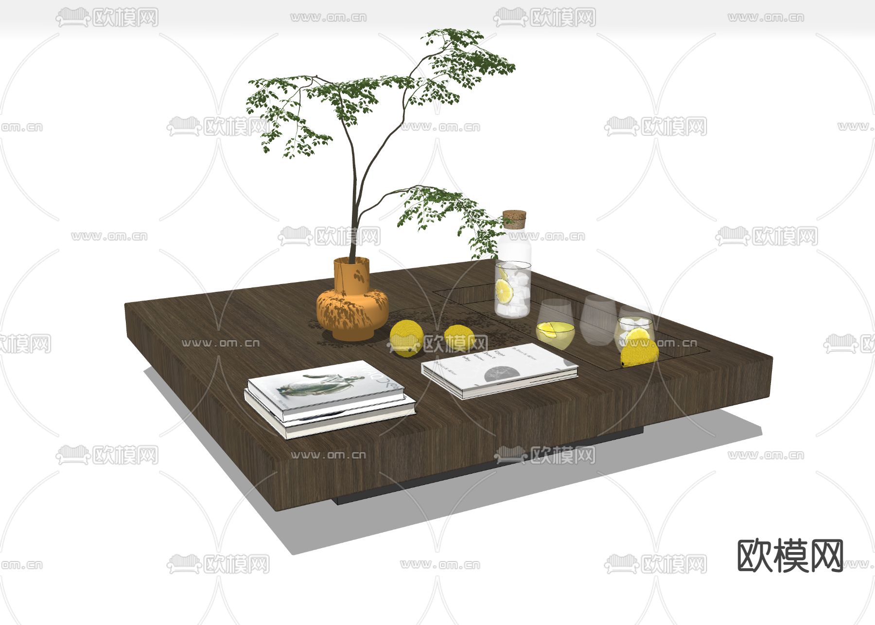 现代茶几su模型下载（渲染图3）