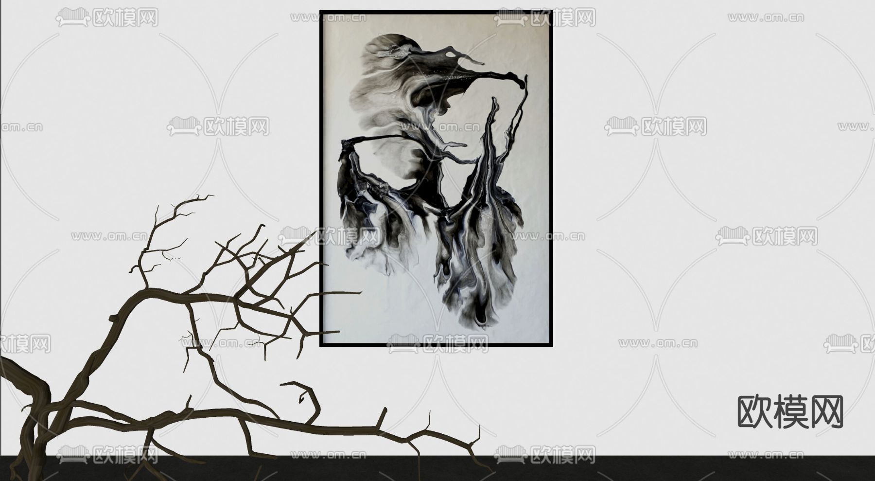 现代装饰画挂画su模型