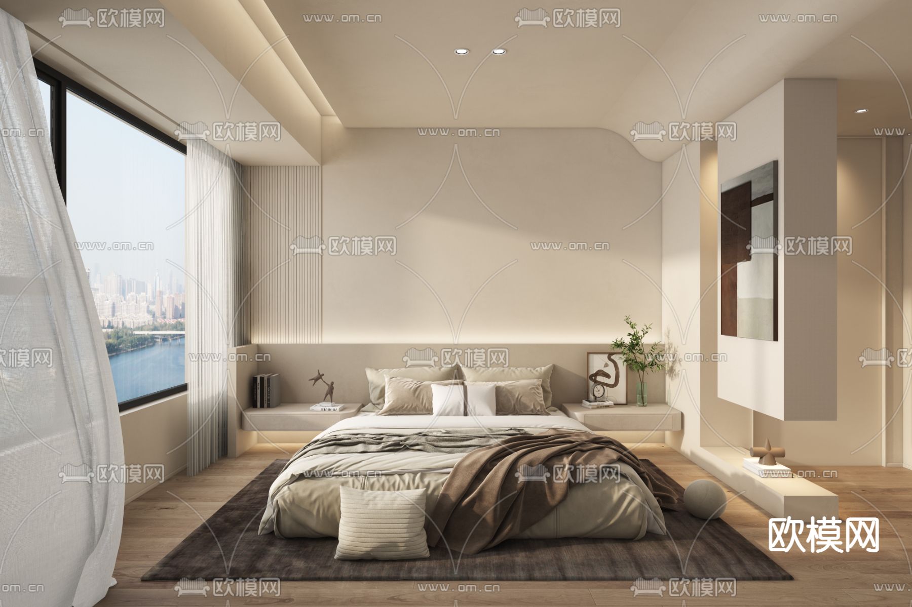 现代卧室su模型下载