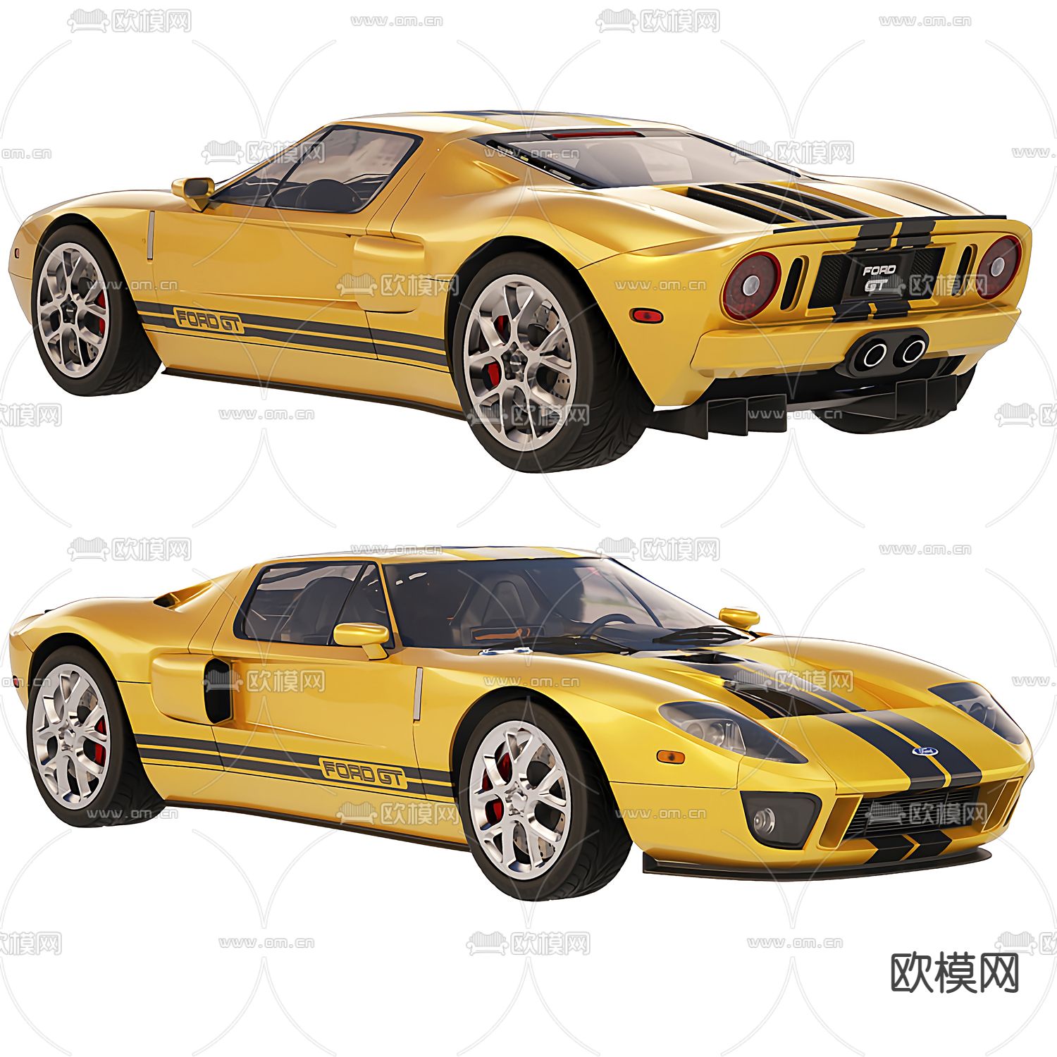 现代福特GT运动赛车3d模型下载（渲染图2）