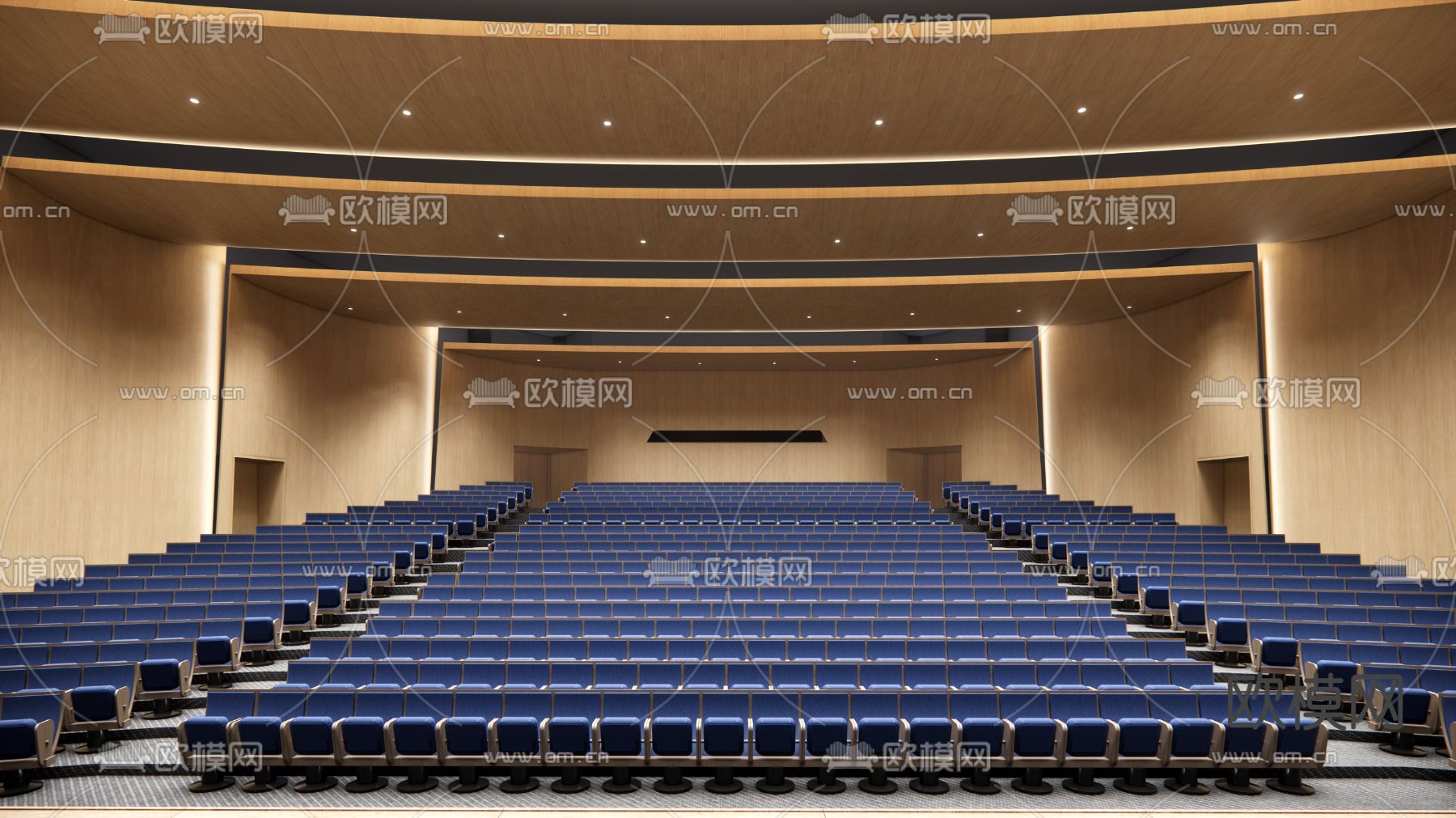 现代阶梯会议室报告厅su模型下载（渲染图1）