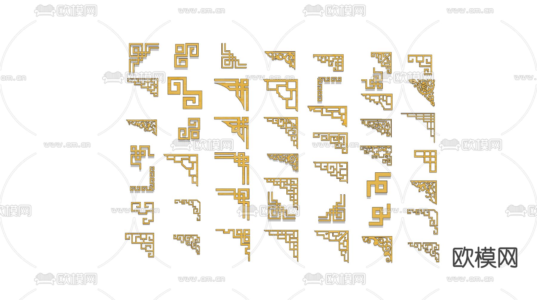 新中式角线雕花su模型下载（渲染图2）