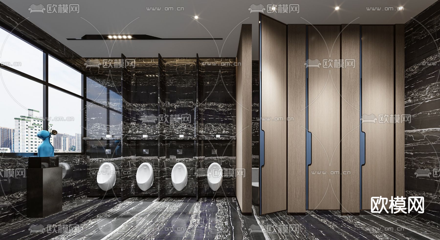 现代高级灰公共卫生间3d模型下载