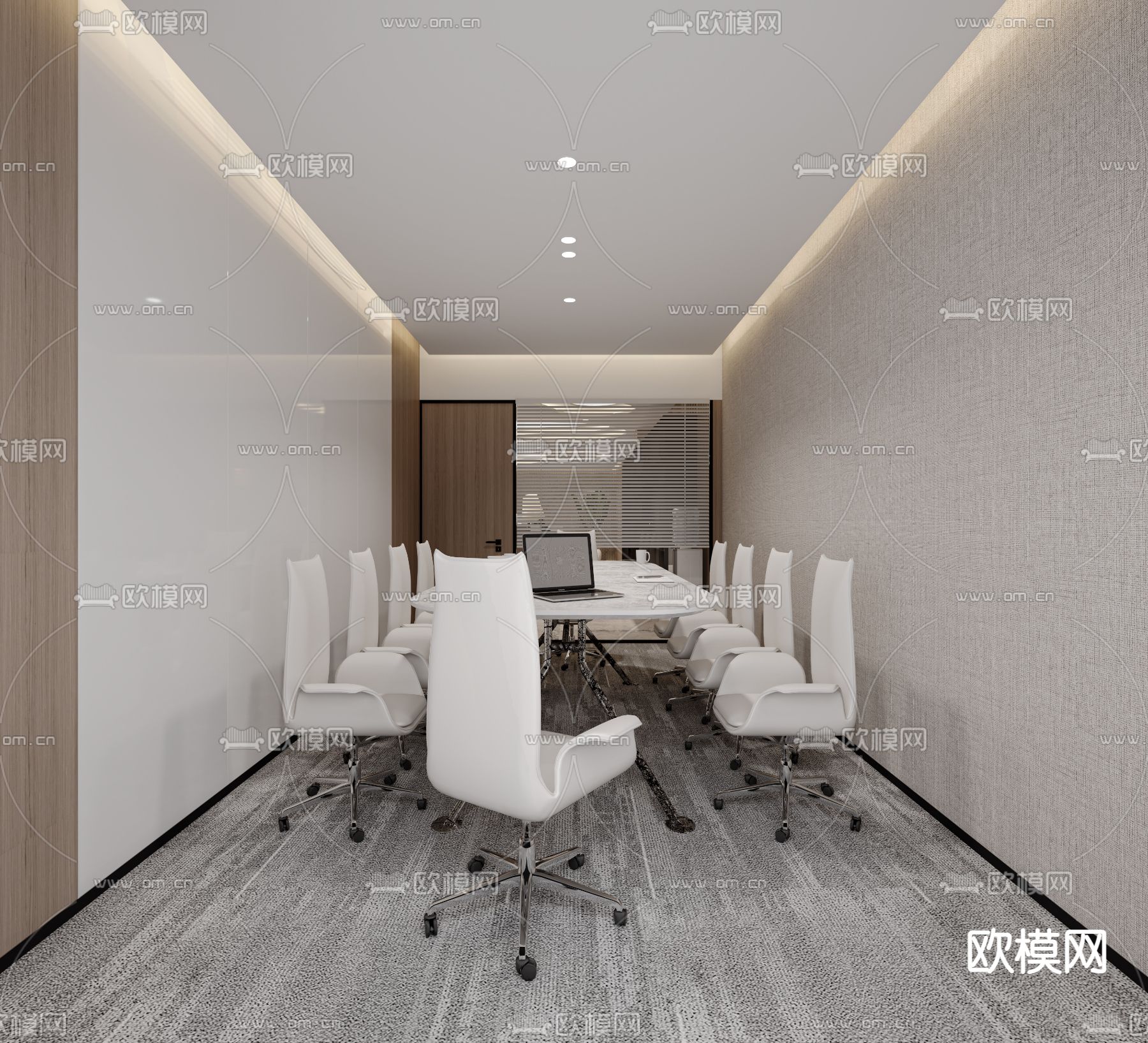 现代办公室会议室3d模型下载（渲染图3）