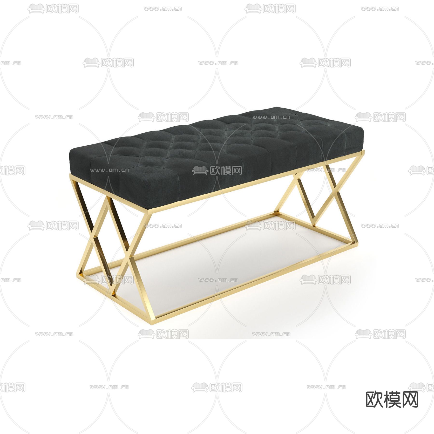 现代极简不锈钢布艺沙发凳免费3d模型下载