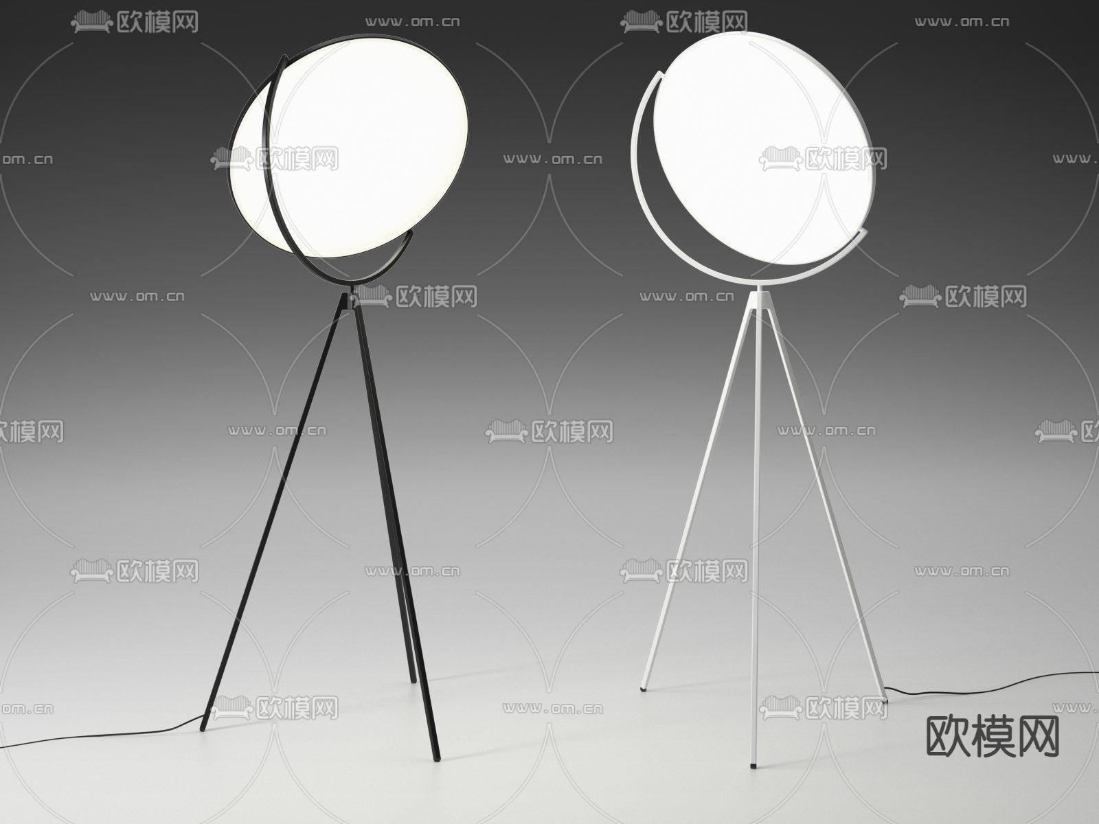 现代极简不锈钢三脚艺术落地灯免费3d模型下载