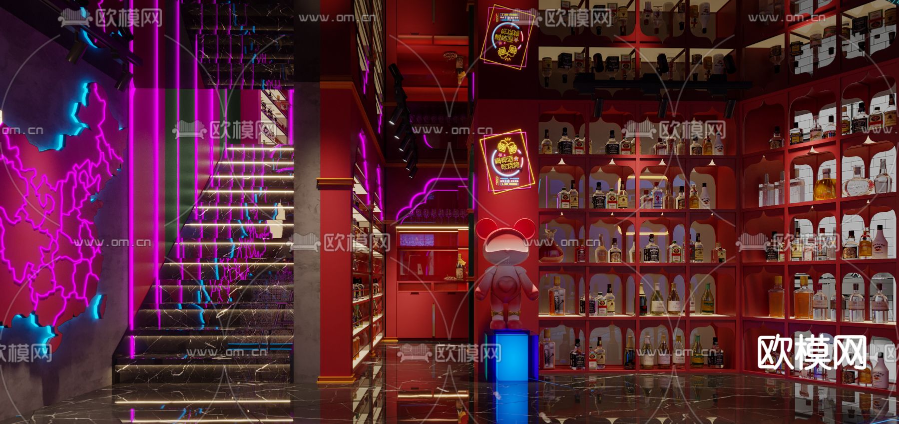 现代网红餐厅新疆烧烤店3d模型