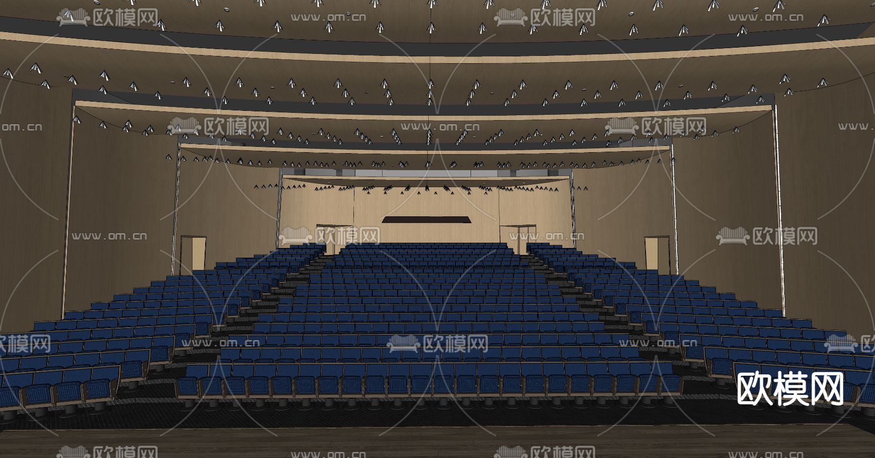 现代阶梯会议室报告厅su模型下载（渲染图2）