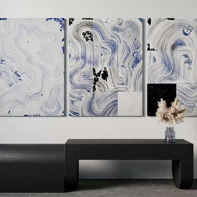  侘寂风装饰画抽象画su模型 