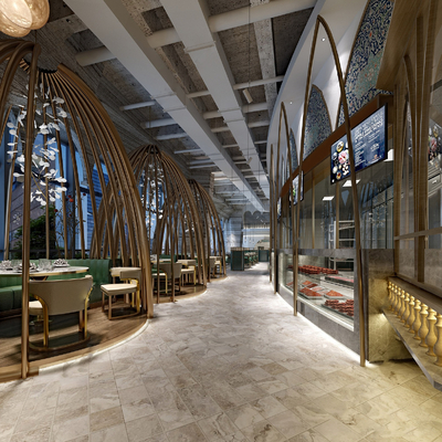  东南亚西餐厅su模型 