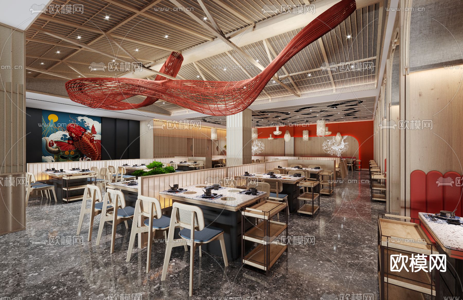 日式火锅店3d模型下载（渲染图1）