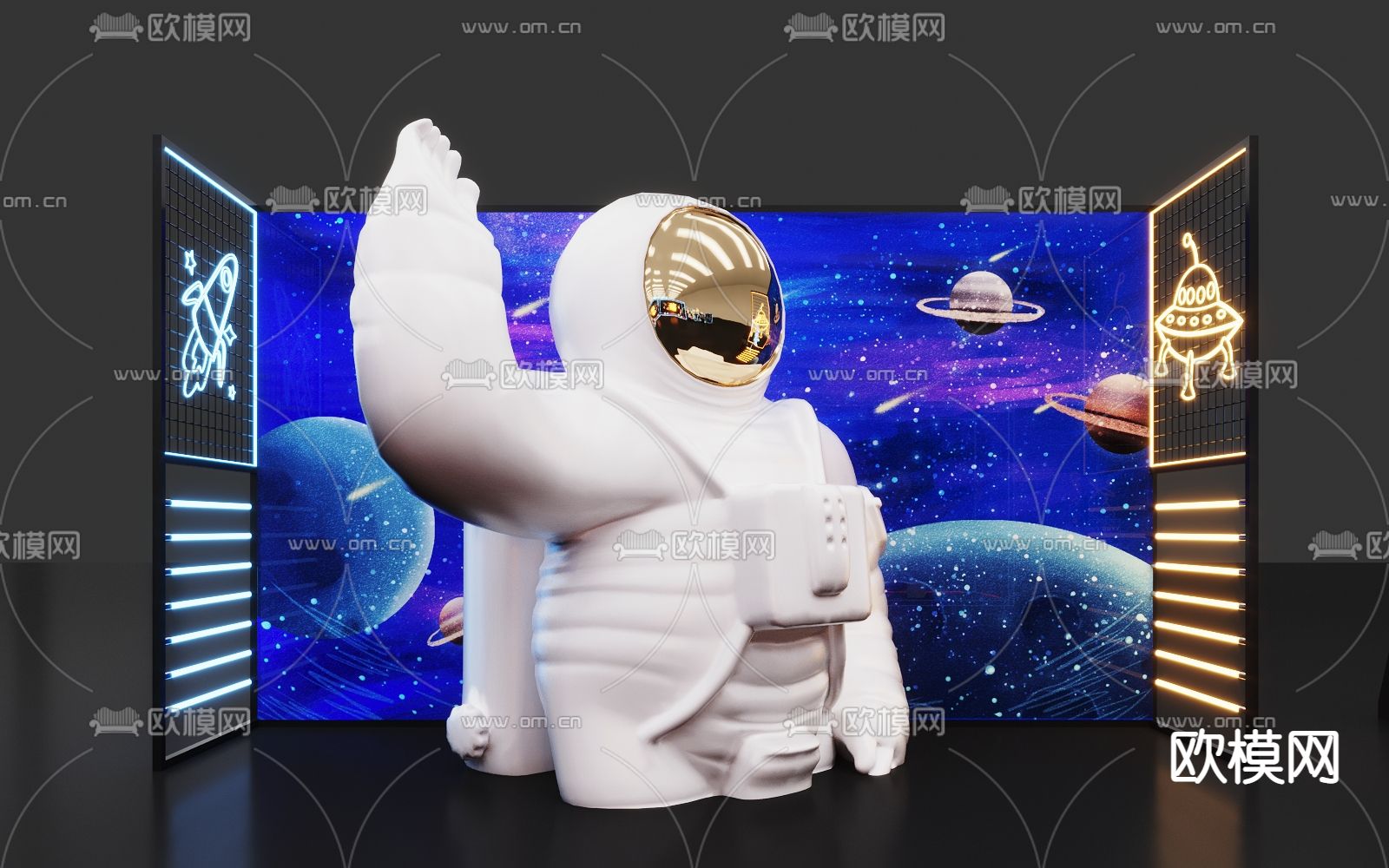 现代宇航员美陈3d模型下载_ID12002101_3dmax免费模型-欧模网