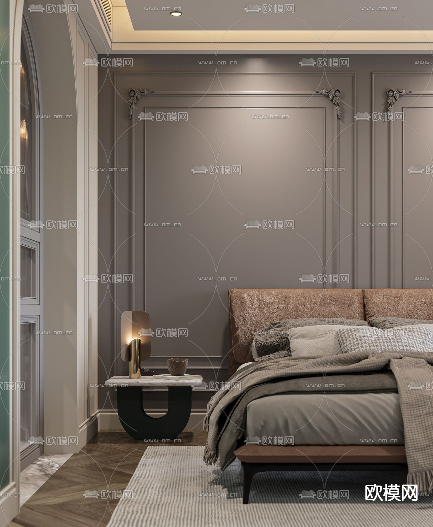法式卧室主人房3d模型下载（渲染图3）