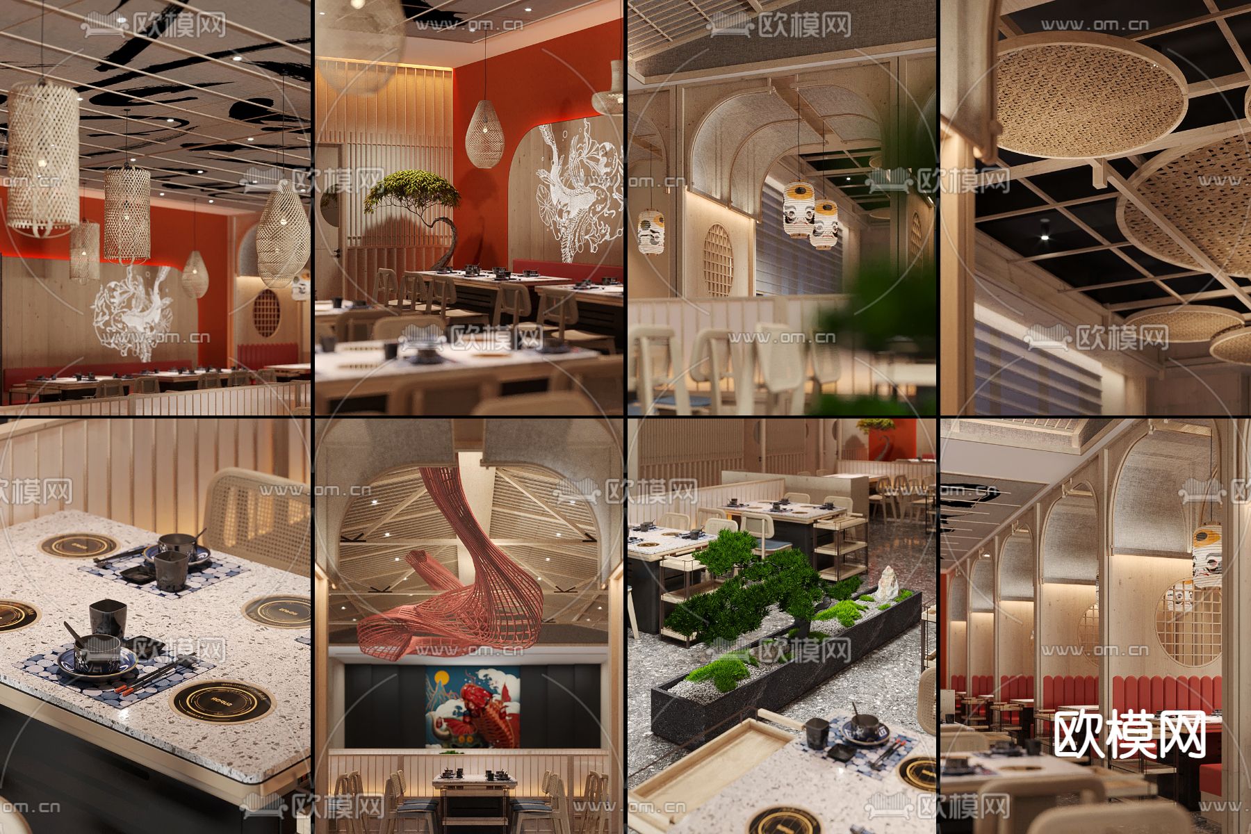 日式火锅店3d模型下载（渲染图3）