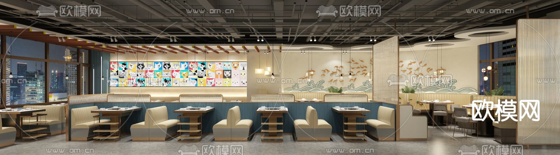 现代火锅店3d模型下载（渲染图2）