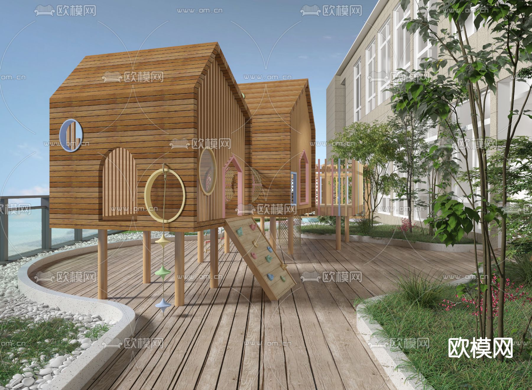 现代幼儿园活动教室3d模型下载（渲染图2）