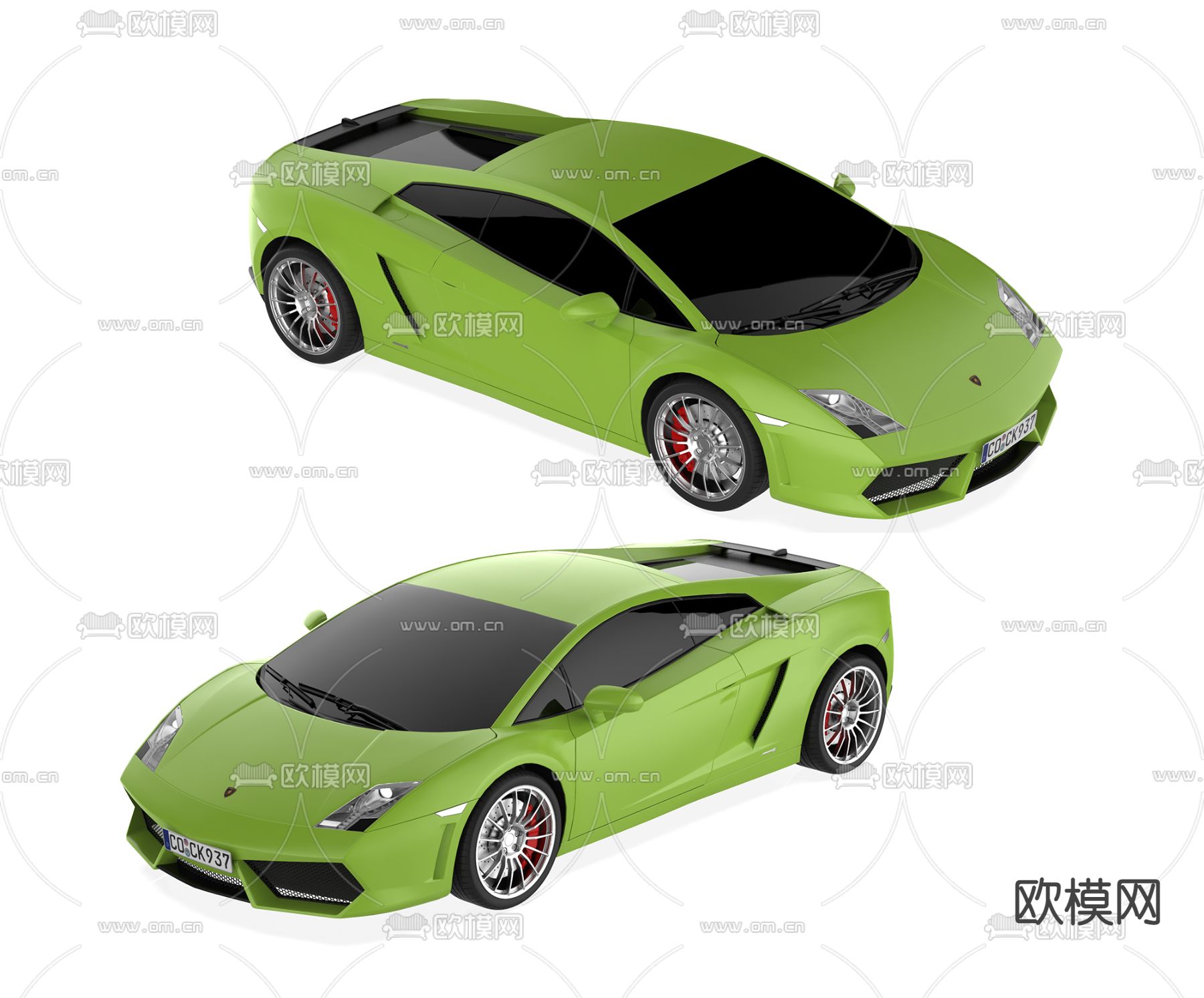 绿色兰博基尼跑车3d模型下载