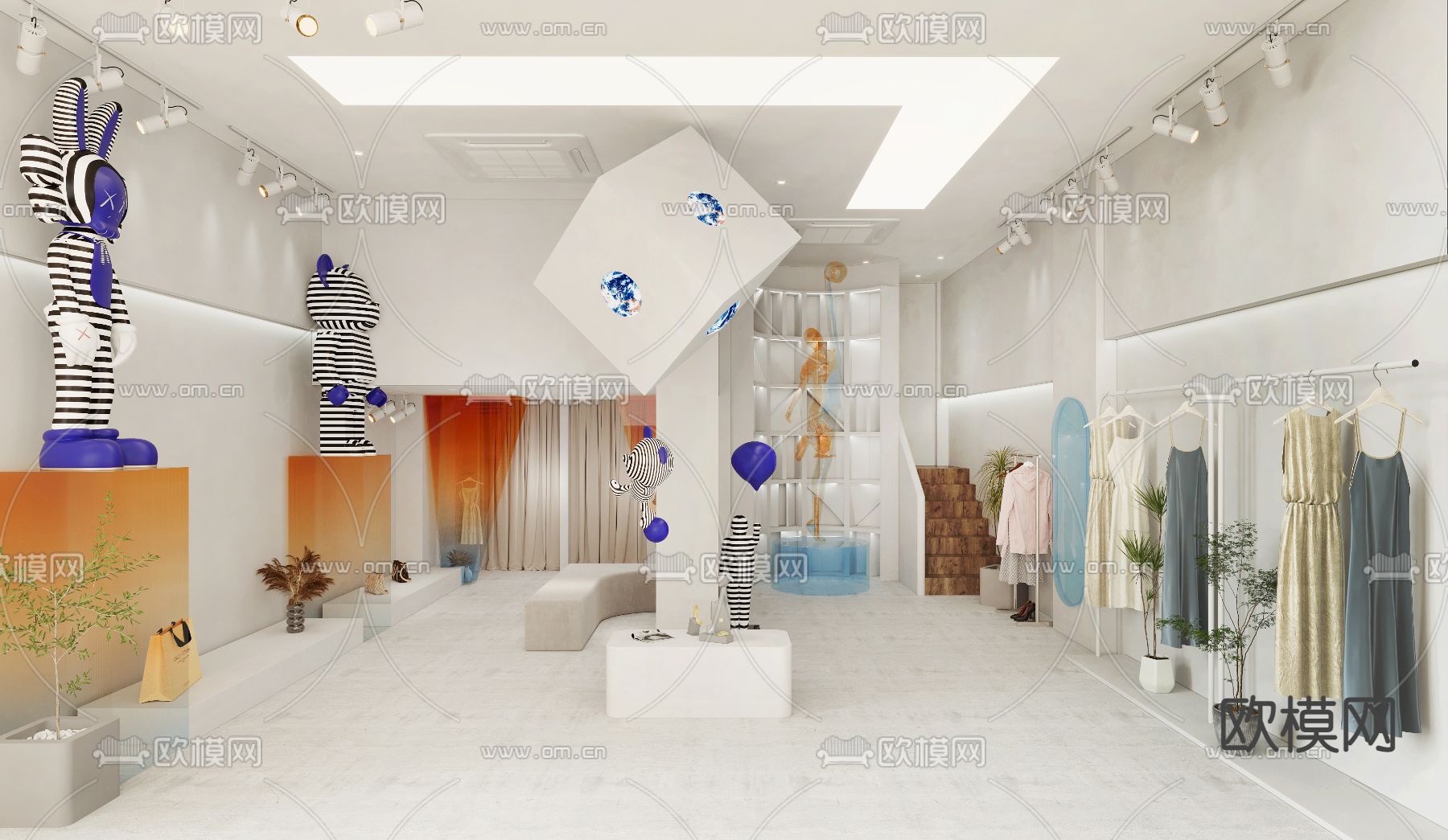 现代简约女装服装店3d模型下载