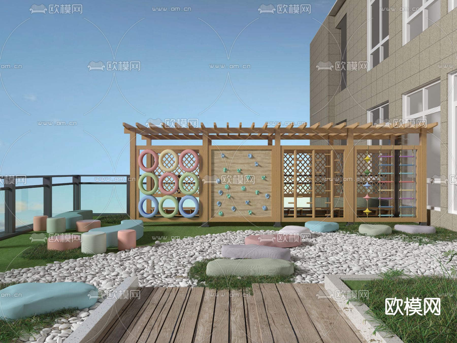 现代幼儿园活动教室3d模型下载（渲染图3）