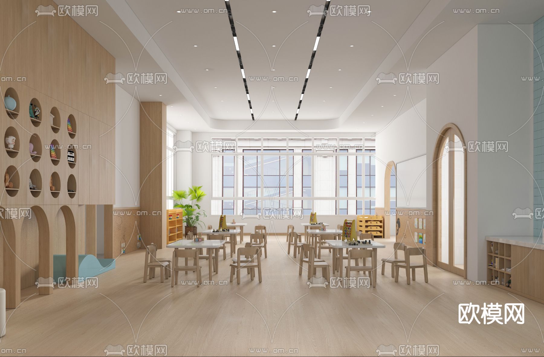 现代幼儿园活动教室3d模型下载（渲染图1）
