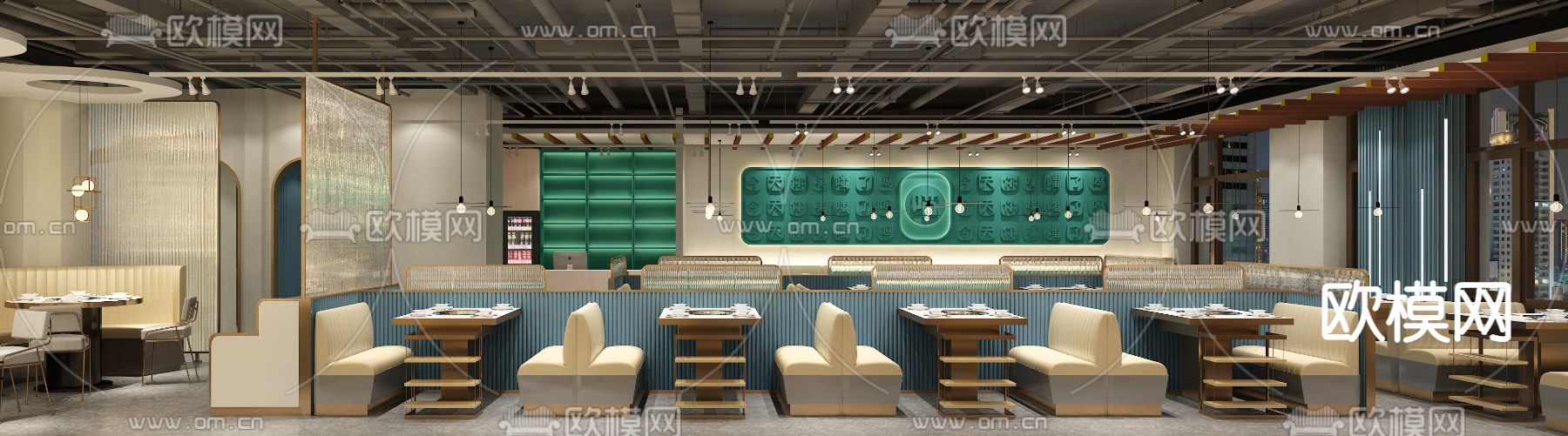 现代火锅店3d模型下载（渲染图1）