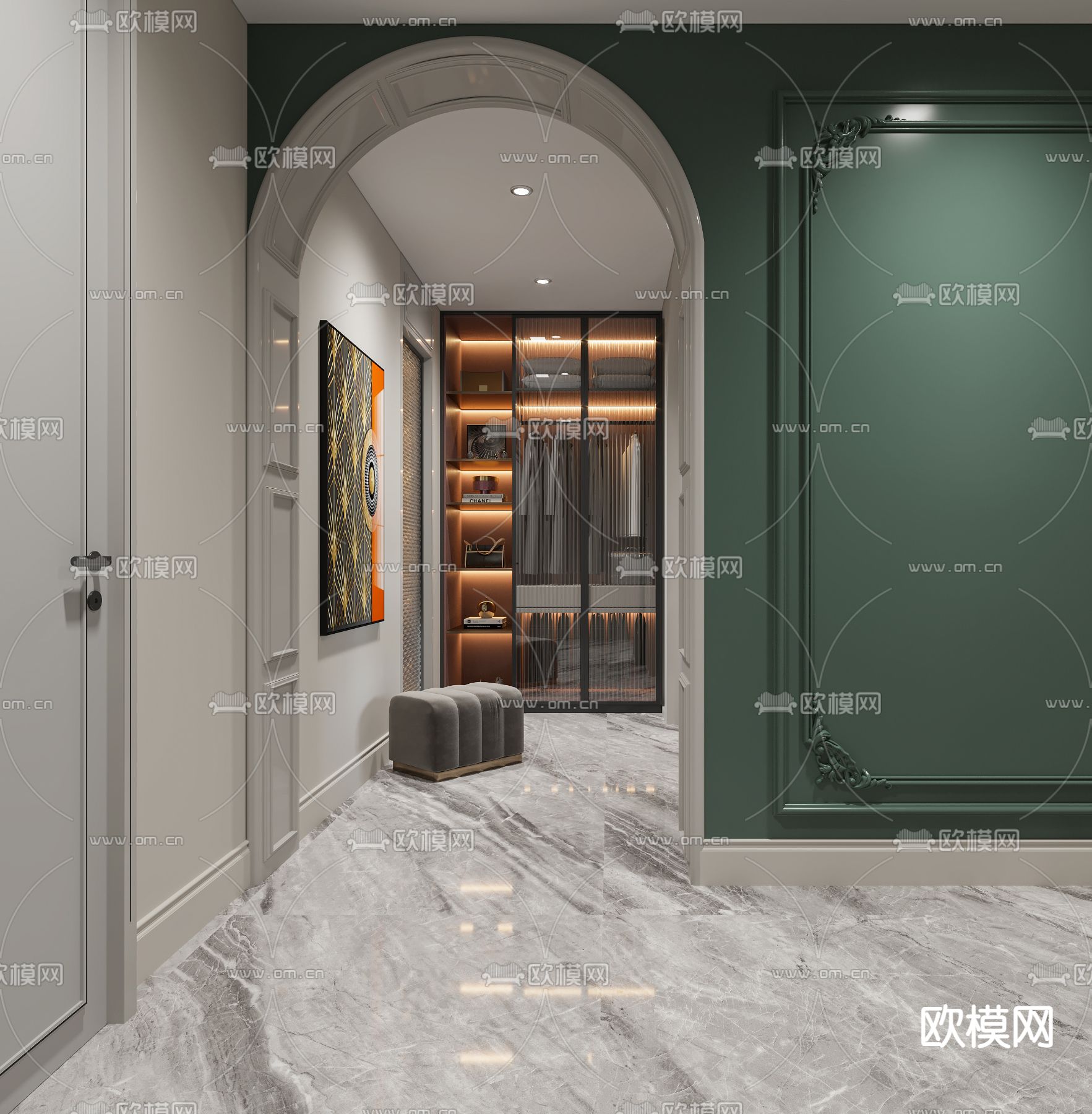 法式卧室主人房3d模型下载（渲染图2）