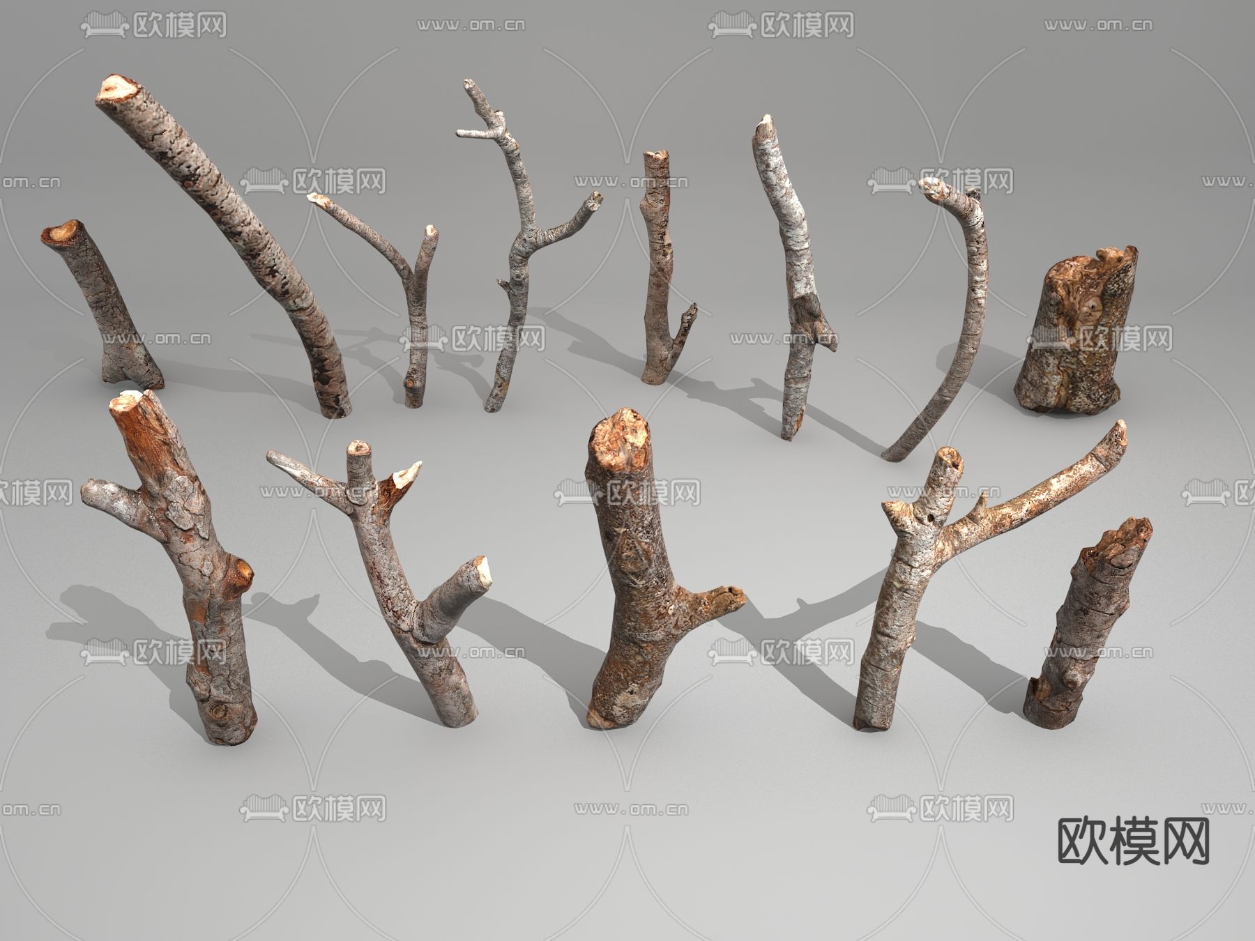 现代树干3d模型下载