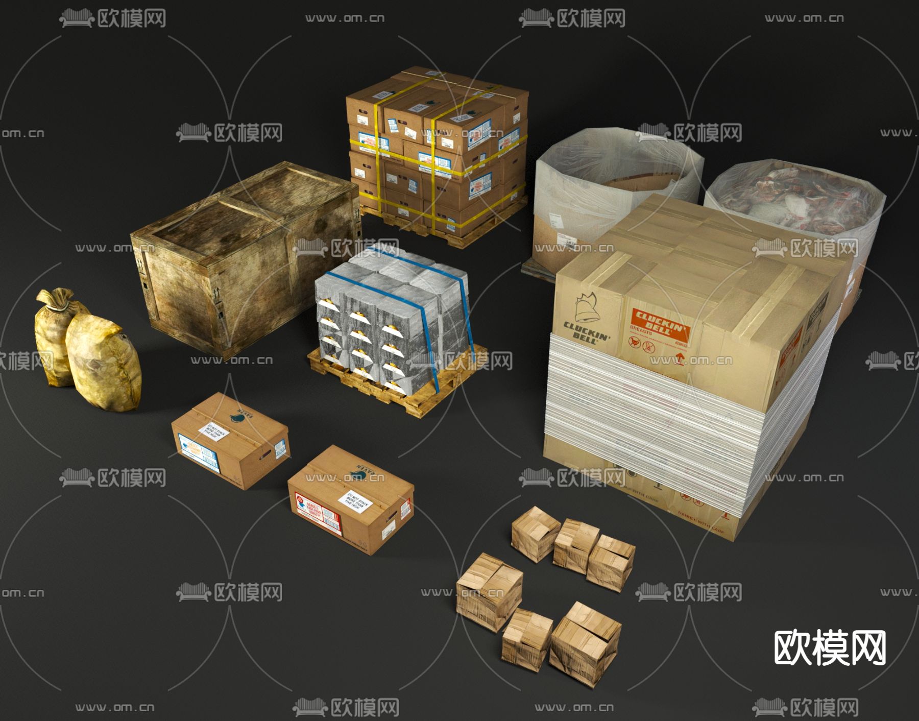 现代货物3d模型下载