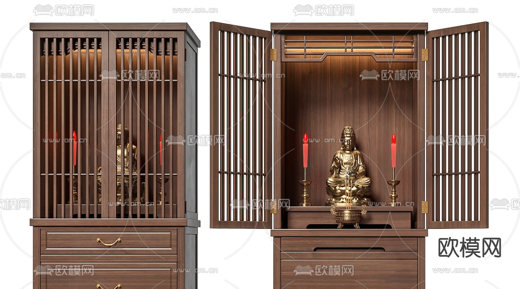 新中式神龛神台柜3d模型
