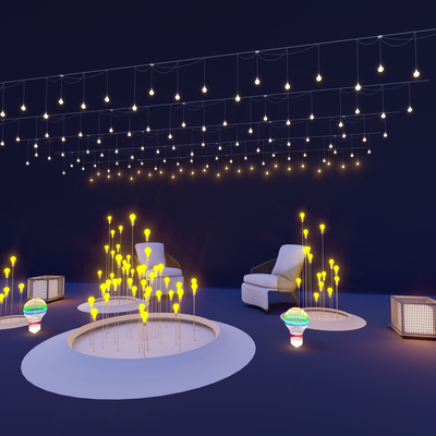  现代草坪灯氛围吊灯su模型 