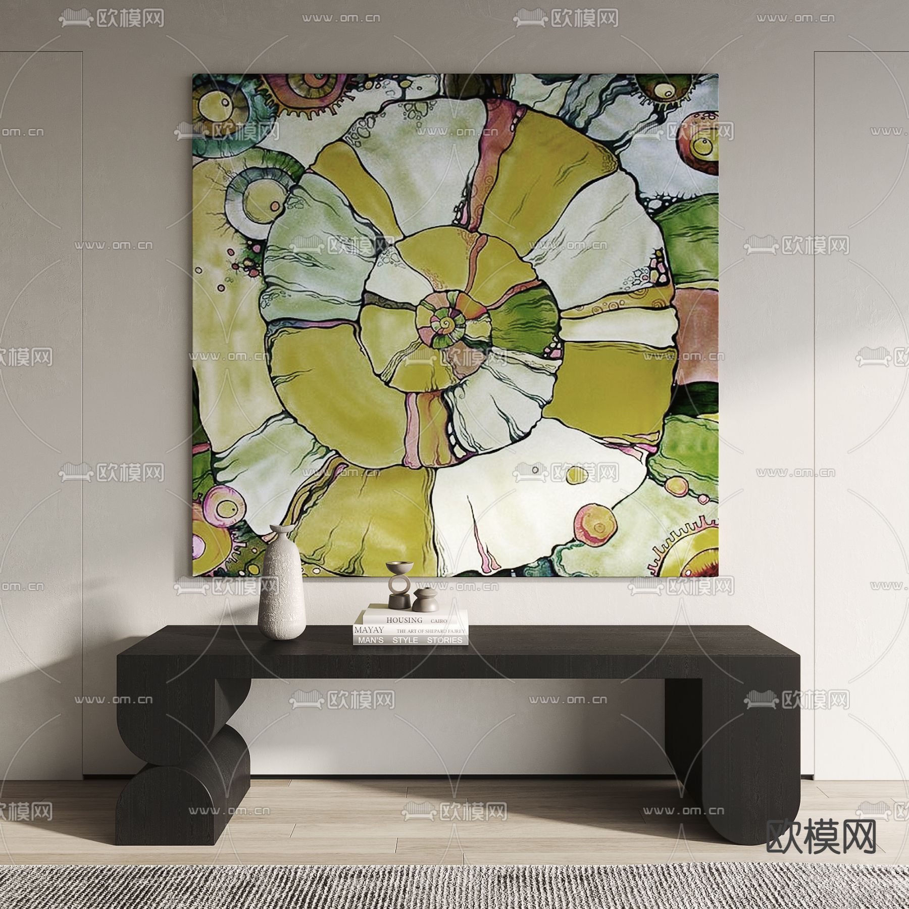 侘寂风抽象装饰画su模型